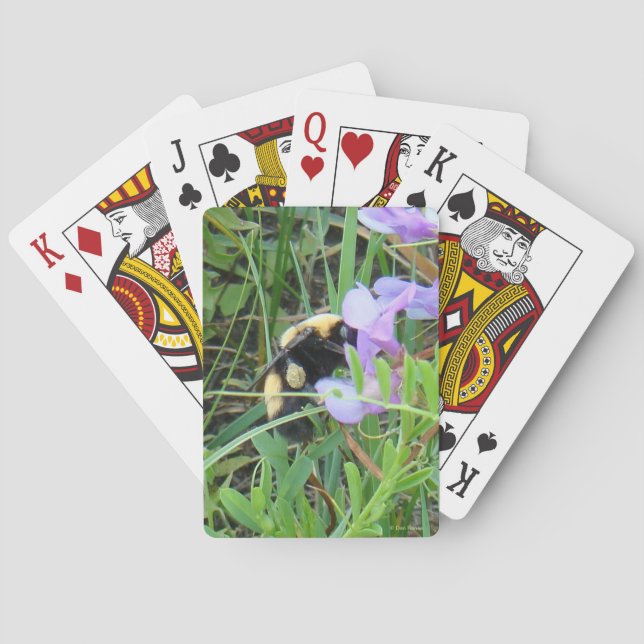 F2 Wild Bee on Purple Wildflowers Poker Cards (Back)