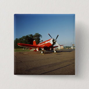 F2G-1D Super Corsair airplane at an air show in Pinback Button