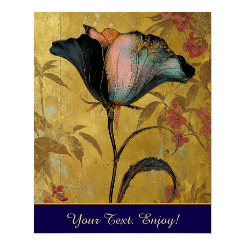 *~* F4  Elegant Flower Gold  Vintage 23 Poster