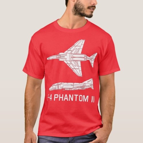 F4 Phantom II Jet Fighter Bomber Plane Silhouette  T_Shirt