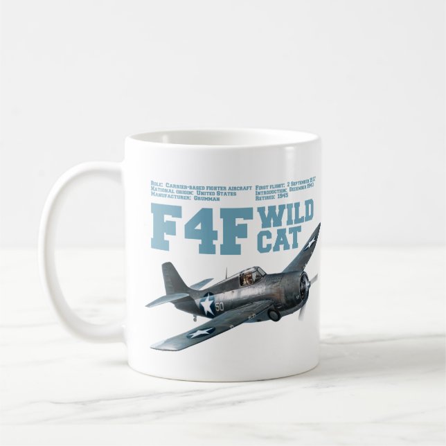 F4F Wildcat | WW2 Plane Coffee Mug (Left)