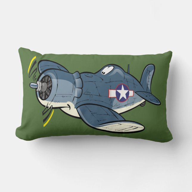 F4U cartoon corsair plane Lumbar Pillow (Front)