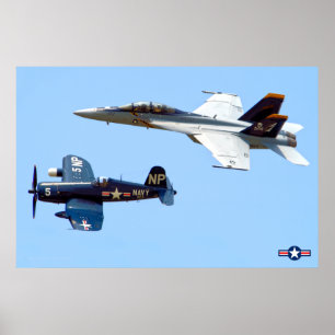 F4U CORSAIR and F/A-18F SUPER HORNET Poster