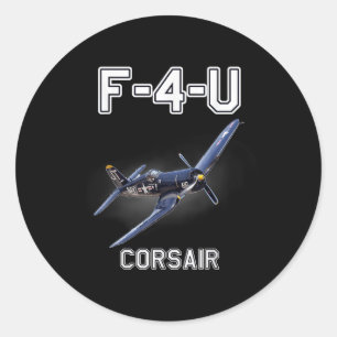 F4u Corsair Warbird Wwii Military Aircraft  Classic Round Sticker