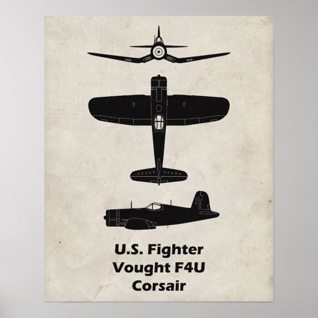 F4U Corsair WWII Airplane Poster - Gift for Pilots (Front)