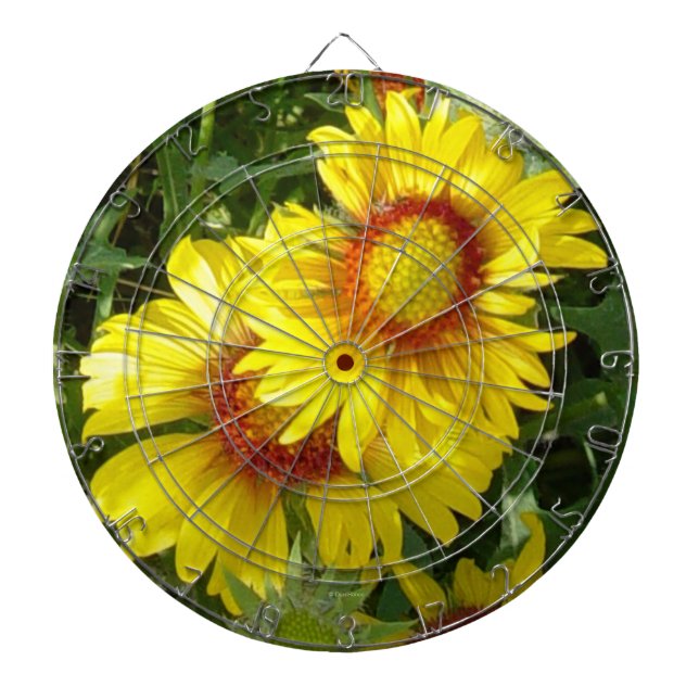F6 Yellow Wildflowers Gaillardia Dart Board (Front)