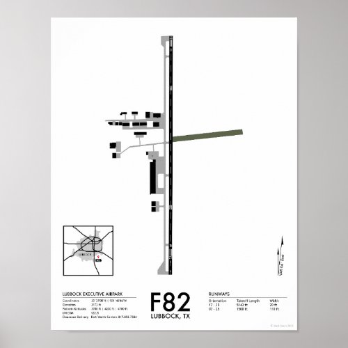 F82 Lubbock Airport Diagram with Lubbock Inset  Poster