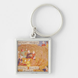 F.103v Open-air Feast, from a book of poems, 1554 Keychain