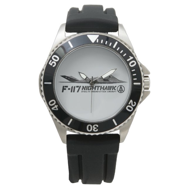 F-117 Nighthawk Crown Protector Black Rubber Watch (Front)