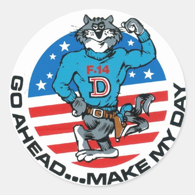 F-14 Make My Day Classic Round Sticker (Front)