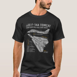 F 14 Tomcat F14 Aircraft Airplane Blueprint Facts T-Shirt