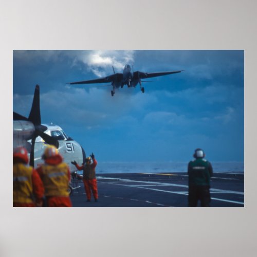 F_14 Tomcat landing on aircraft carrier Poster