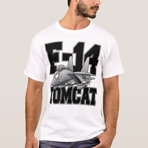F_14 Tomcat Military Fighter Jet Aircraft Cartoon T_Shirt