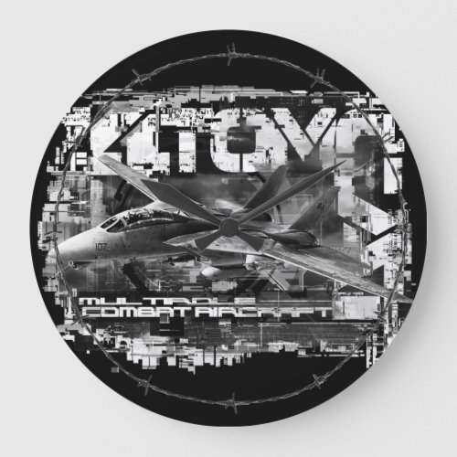 F_14 Tomcat Round Large Acrylic Wall Clock