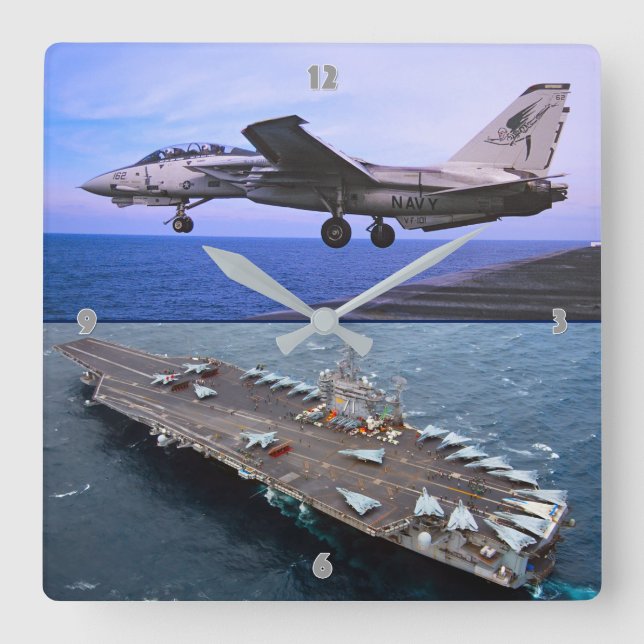 F-14 TOMCAT SQUARE WALL CLOCK (Front)
