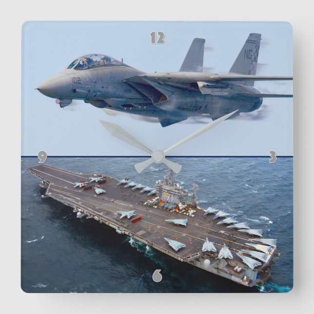 F-14 TOMCAT SQUARE WALL CLOCK (Front)