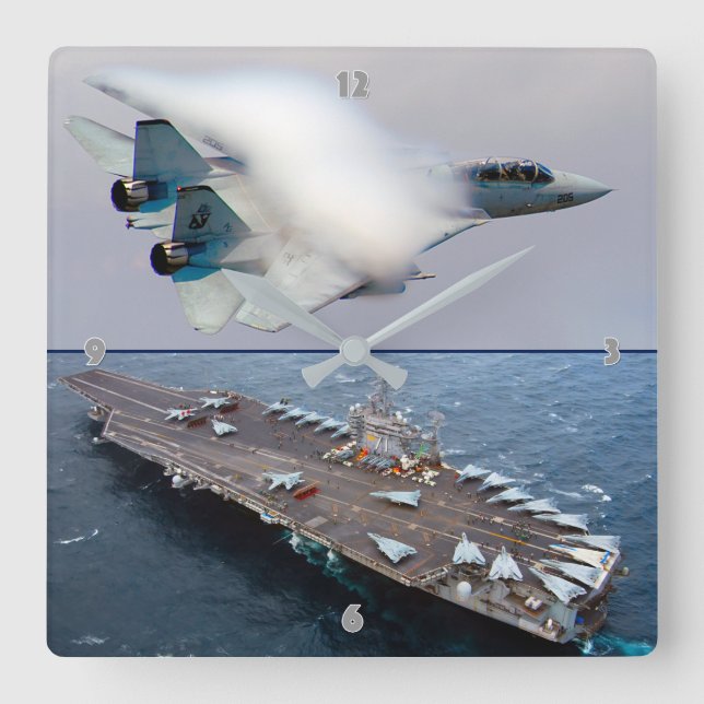 F-14 TOMCAT SQUARE WALL CLOCK (Front)