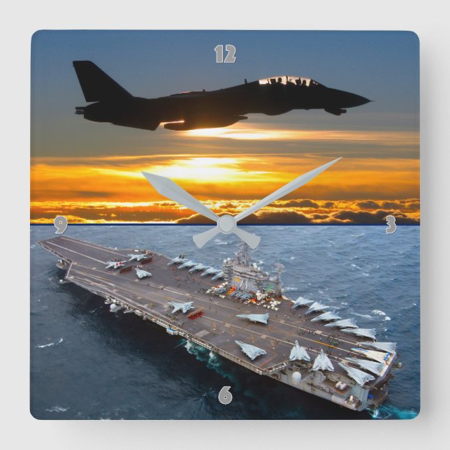 F-14 TOMCAT SQUARE WALL CLOCK (Front)