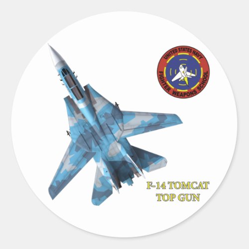 F_14 Tomcat Top Gun Classic Round Sticker