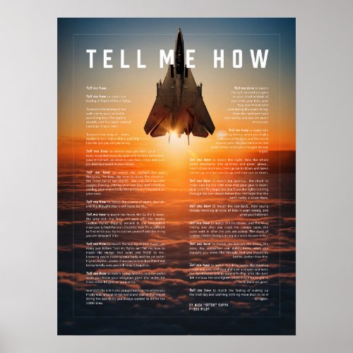 F_14 with Tell Me How ode to military pilots Poster