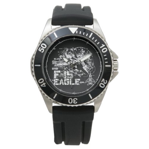 F_15 Eagle Crown Protector Black Rubber Watch