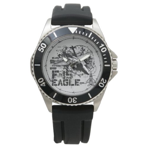 F_15 Eagle Crown Protector Black Rubber Watch