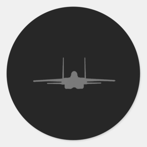 F_15 Eagle Fighter Jet Aircraft Silhouette and Tri Classic Round Sticker