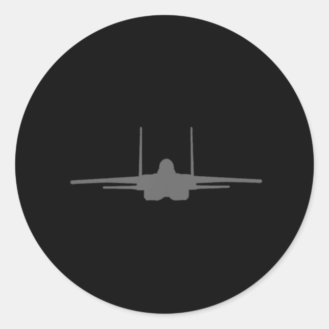 F-15 Eagle Fighter Jet Aircraft Silhouette and Tri Classic Round Sticker (Front)