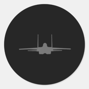 F-15 Eagle Fighter Jet Aircraft Silhouette and Tri Classic Round Sticker