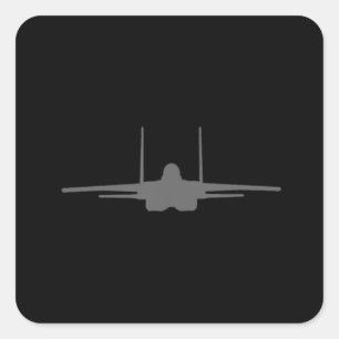 F-15 Eagle Fighter Jet Aircraft Silhouette and Tri Square Sticker