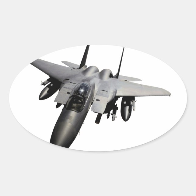 F-15 Eagle Jet Fighter Oval Sticker (Front)