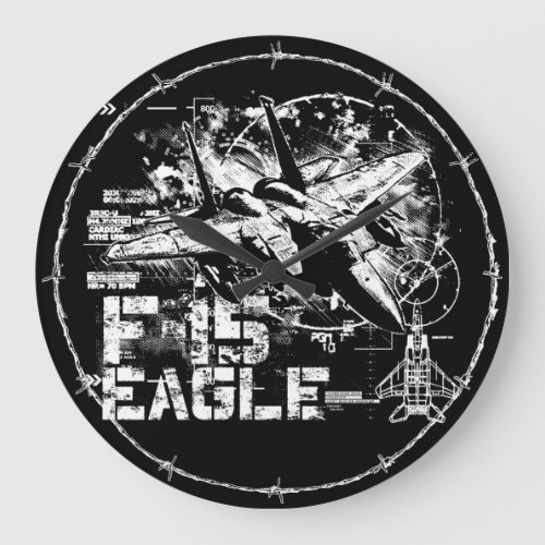 F_15 Eagle Round Large Wall Clock