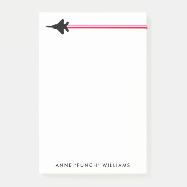 F-15 Fighter Jet Striped Custom Name Notepad (Front)