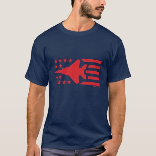F_15 Strike Eagle FighterJet Red Stars and Stripes T_Shirt