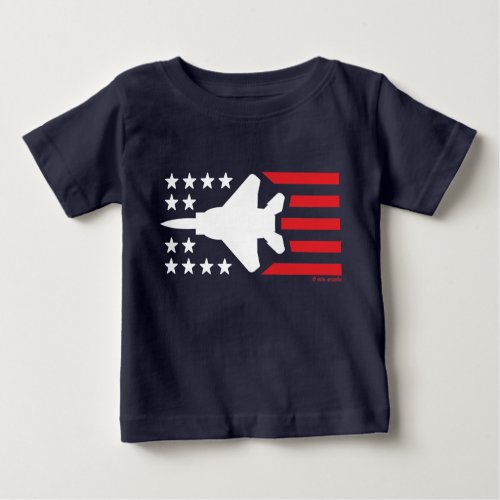 F_15 Strike Eagle Jet White n Red Stars Stripes Baby T_Shirt