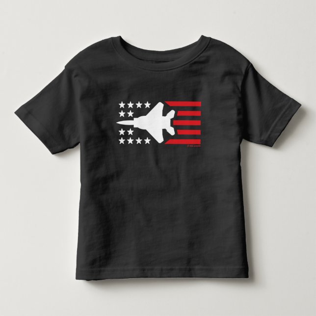 F-15 Strike Eagle Jet White n Red Stars Stripes Toddler T-shirt (Front)