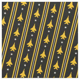 F-15 Stripe Yellow on Black 1 Inch Pattern Fabric