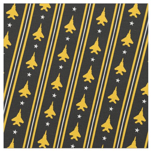 F_15 Stripe Yellow on Black 1 Inch Pattern Fabric