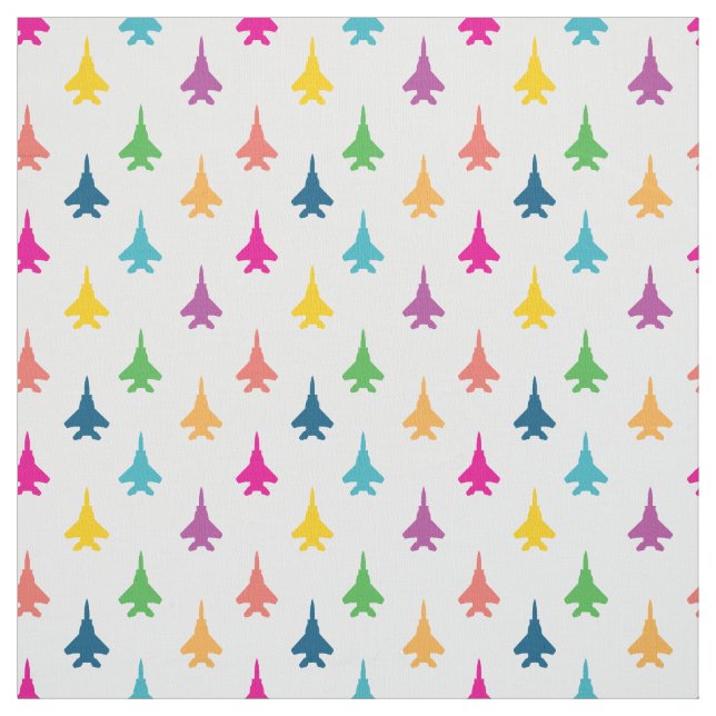 F-15E Strike Eagle Fighter Jets Pattern - Rainbow Fabric (Swatch)
