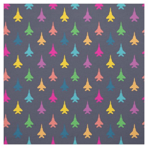 F-15E Strike Eagle Fighter Jets Pattern Rainbow Fabric