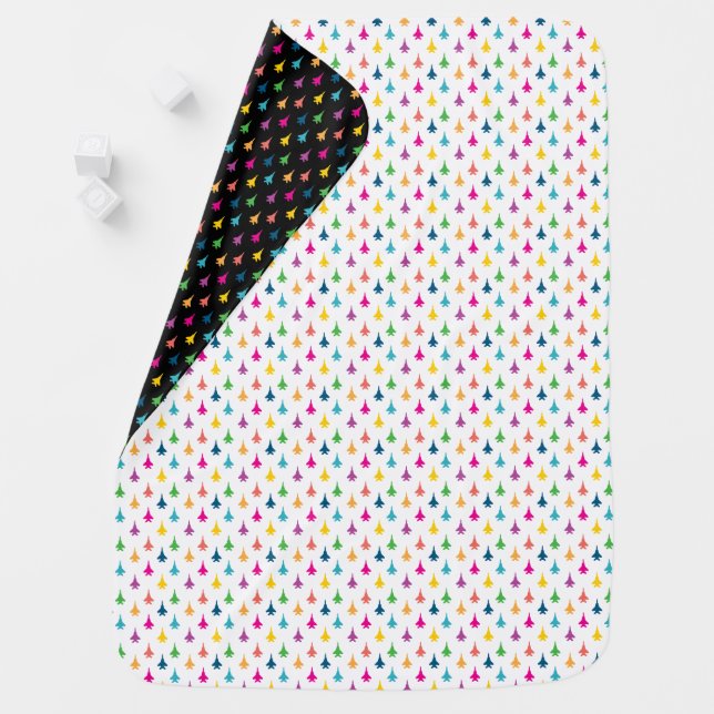 F-15E Strike Eagle Fighter Jets Pattern - Rainbow Receiving Blanket (In Situ)