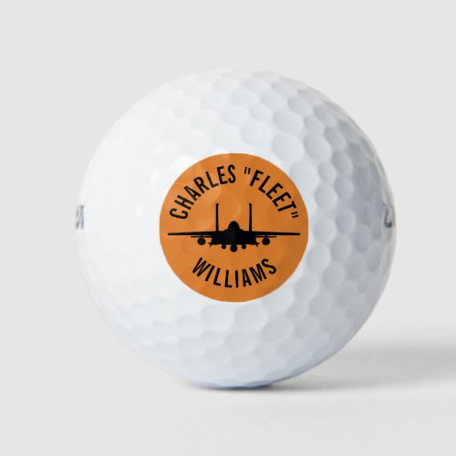 F_15E Strike Eagle Golf Ball Orange Custom Name