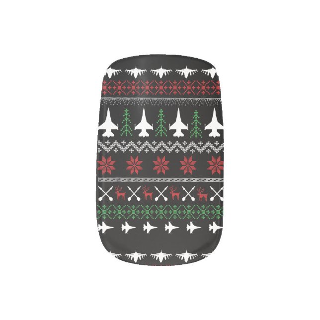 F-16 Christmas nail decals (Left Thumb)