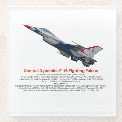 F_16 Falcon Fighter Jet Glass Coaster