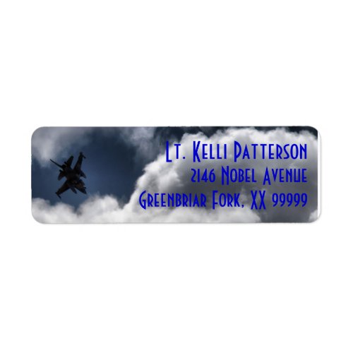 F_16 Falcon in the Cloudy Sky 3 Line Label