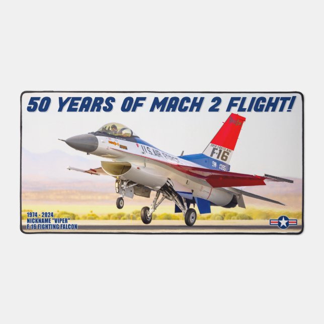 F-16 FIGHTING FALCON - 50 YEARS! DESK MAT (Front)