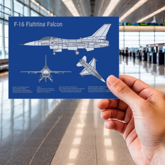 F-16 Fighting Falcon - Airplane Blueprint Plan ABD Postcard (Creator Uploaded)
