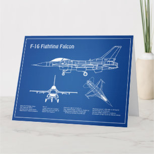 F-16 Fighting Falcon - Airplane Blueprint Plans AD Thank You Card