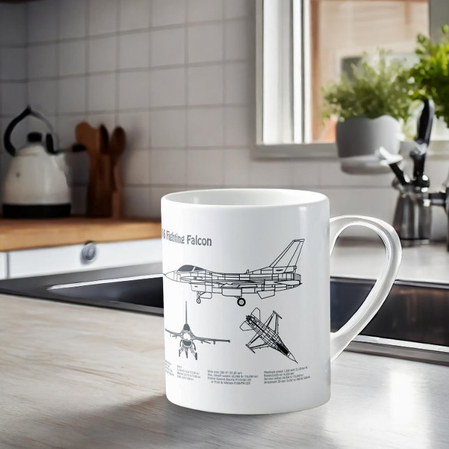 F-16 Fighting Falcon - Airplane Blueprint Plans BD Coffee Mug (Creator Uploaded)