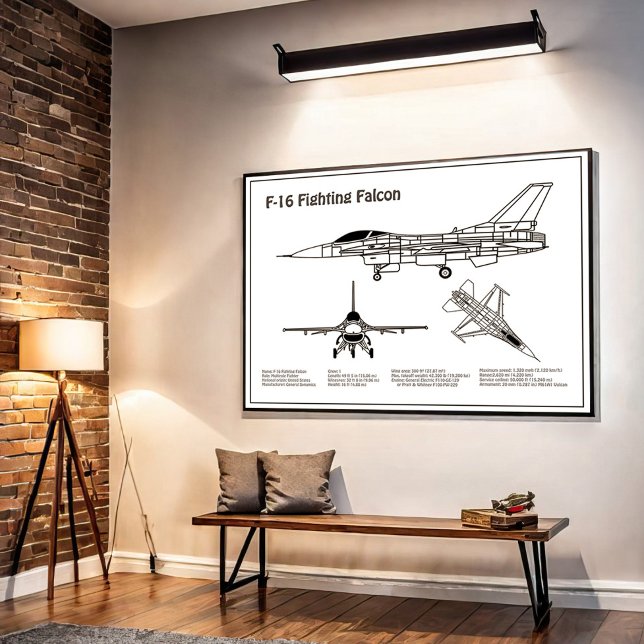 F-16 Fighting Falcon - Airplane Blueprint Plans BD Photo Print (Creator Uploaded)